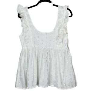 Jachs Girlfriend New York Polka Dot White Ruffle Top
